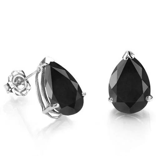 1.10 CT GENUINE BLACK SAPPHIRE 10KT SOLID GOLD EARRINGS STUD