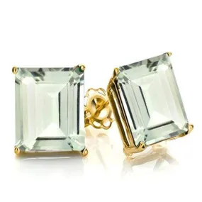 1.21 CT GREEN AMETHYST 10KT SOLID GOLD EARRINGS STUD