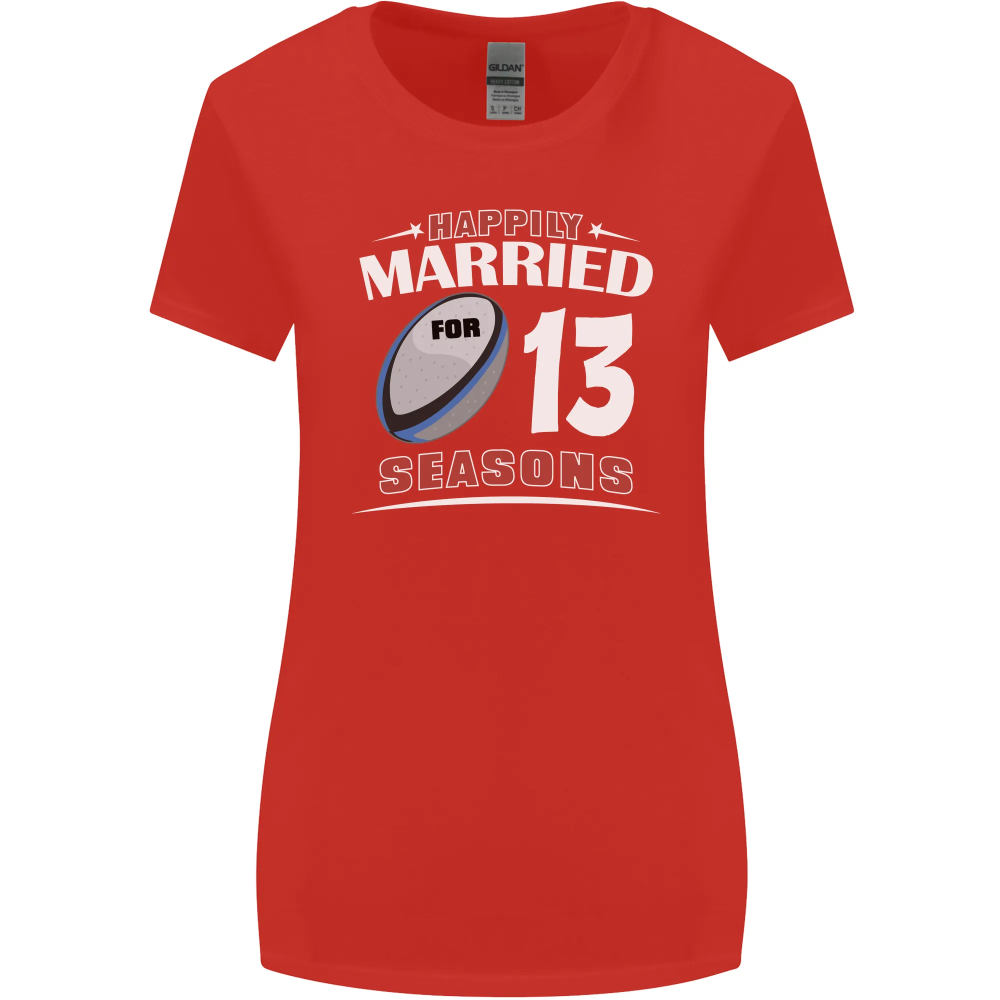 13 Year Wedding Anniversary 13th Rugby Womens Wider Cut T-Shirt