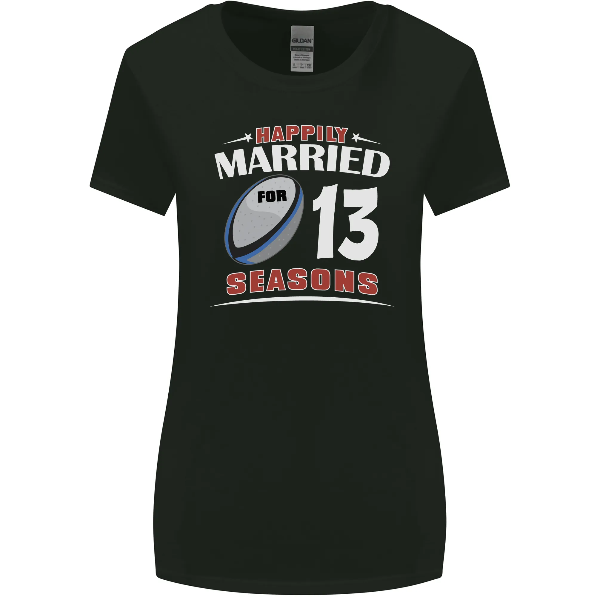 13 Year Wedding Anniversary 13th Rugby Womens Wider Cut T-Shirt