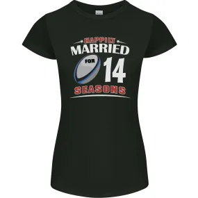 14 Year Wedding Anniversary 14th Rugby Womens Petite Cut T-Shirt