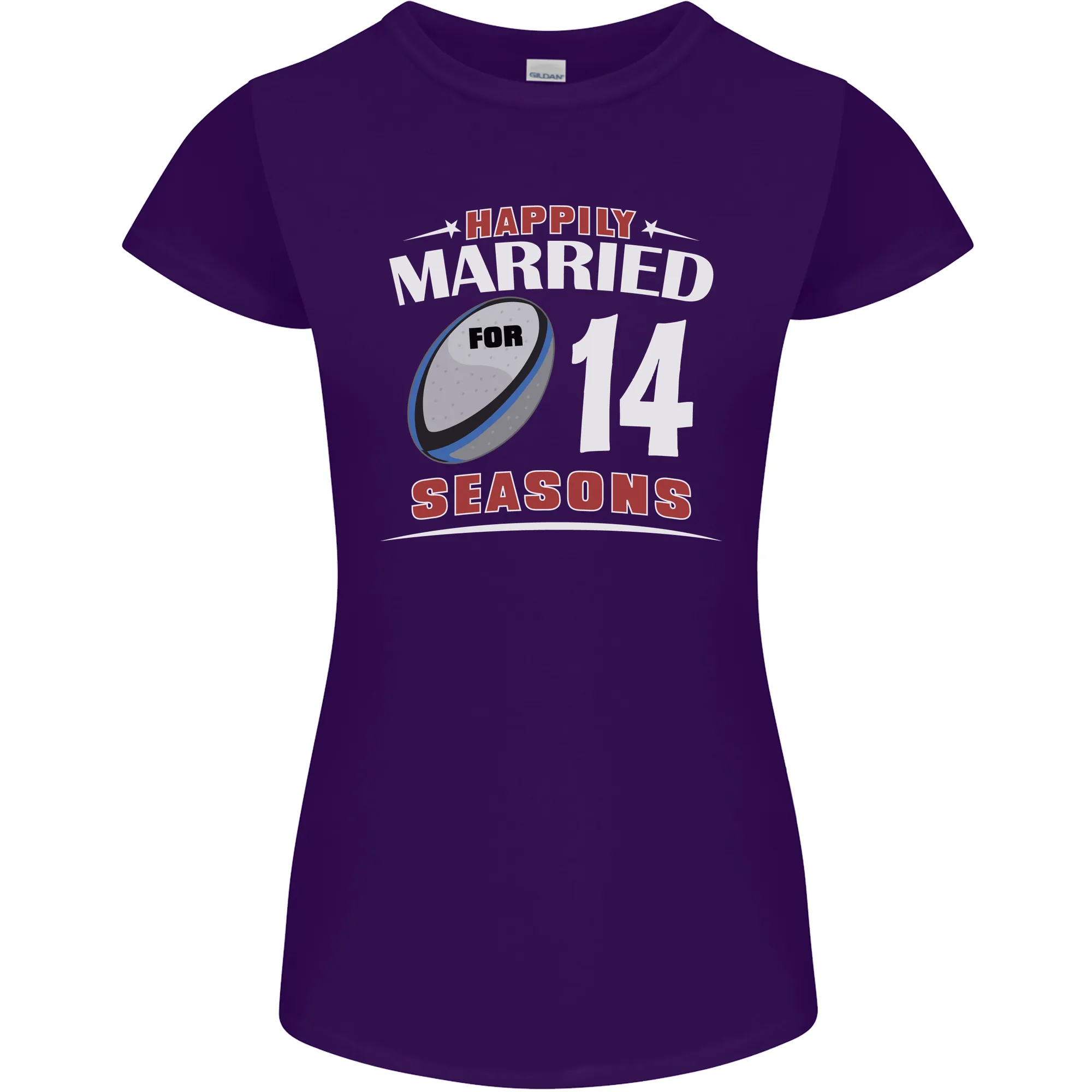 14 Year Wedding Anniversary 14th Rugby Womens Petite Cut T-Shirt