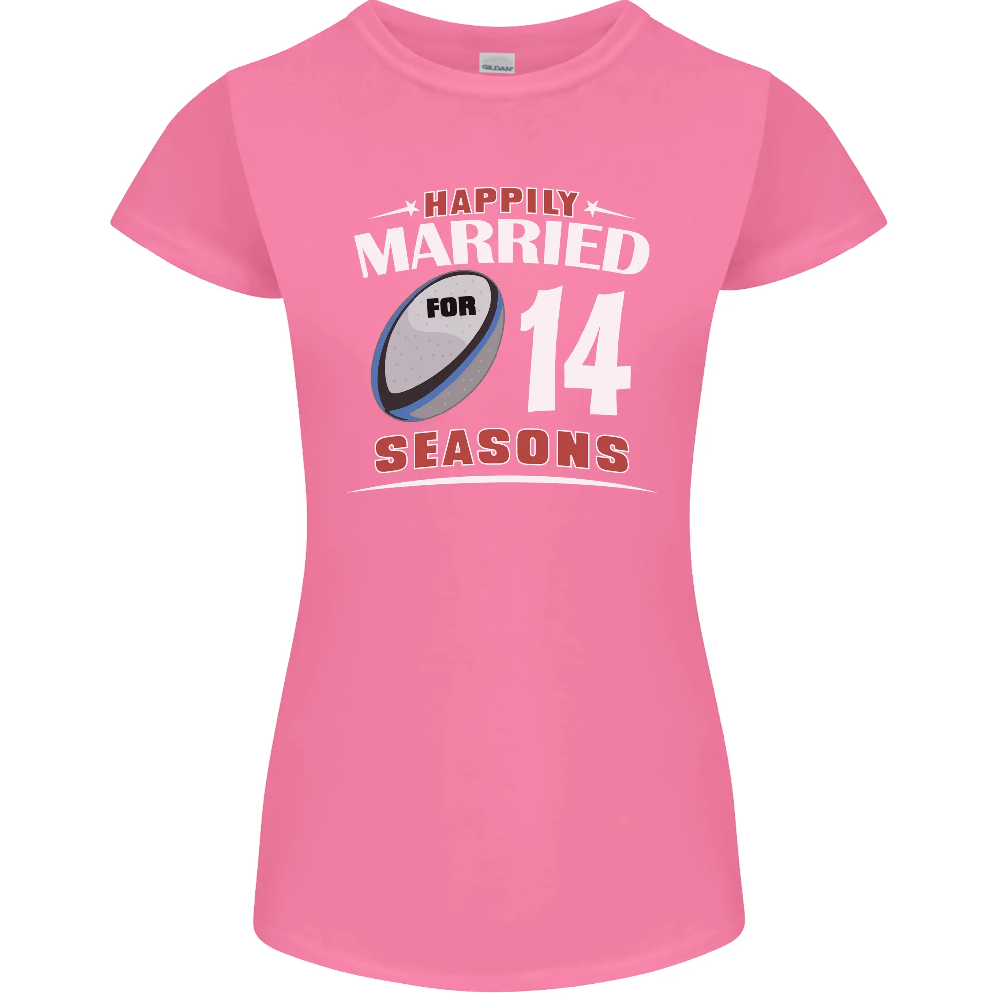 14 Year Wedding Anniversary 14th Rugby Womens Petite Cut T-Shirt