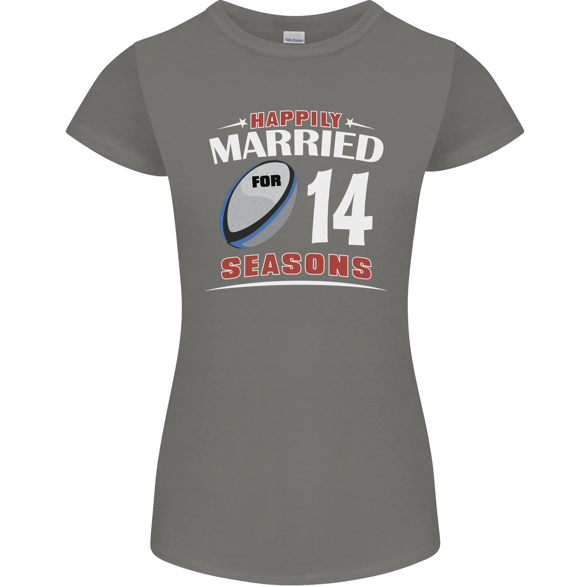 14 Year Wedding Anniversary 14th Rugby Womens Petite Cut T-Shirt