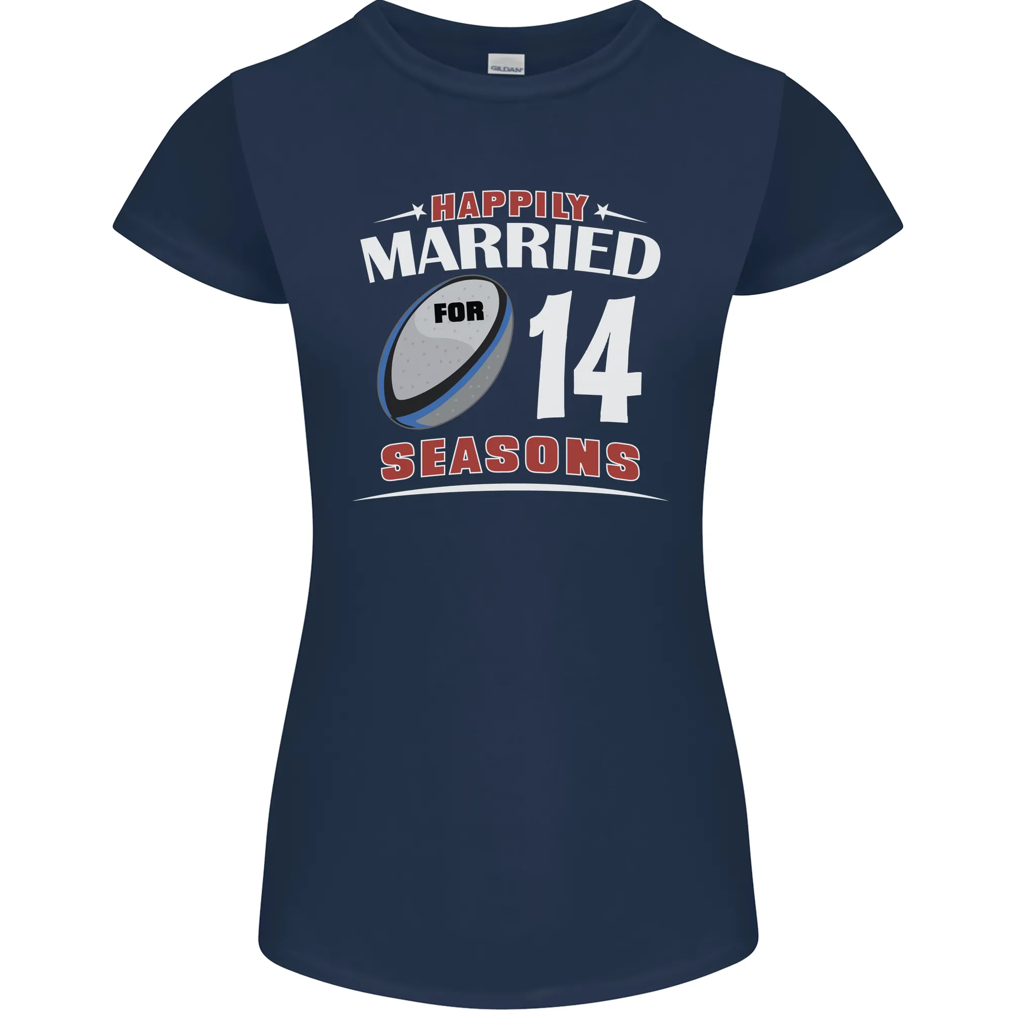 14 Year Wedding Anniversary 14th Rugby Womens Petite Cut T-Shirt