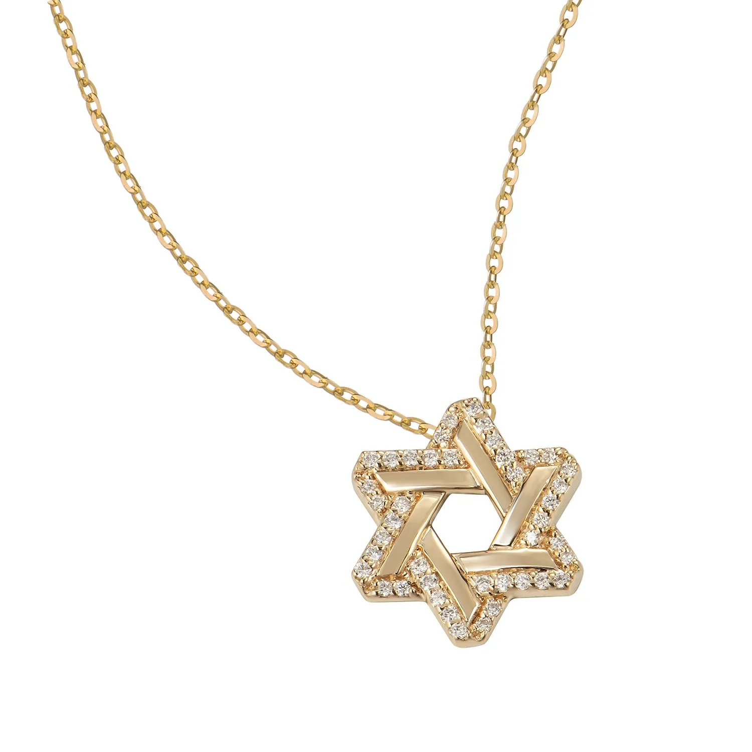 14K Yellow Gold Two Star Design Pendant Necklace