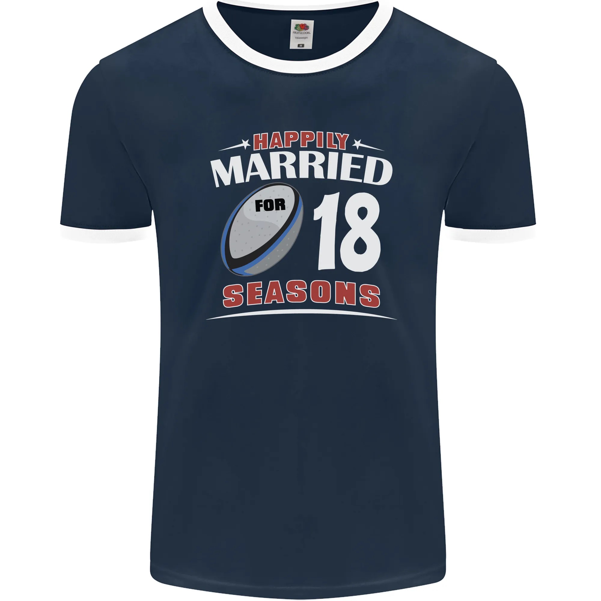 18 Year Wedding Anniversary 18th Rugby Mens Ringer T-Shirt FotL