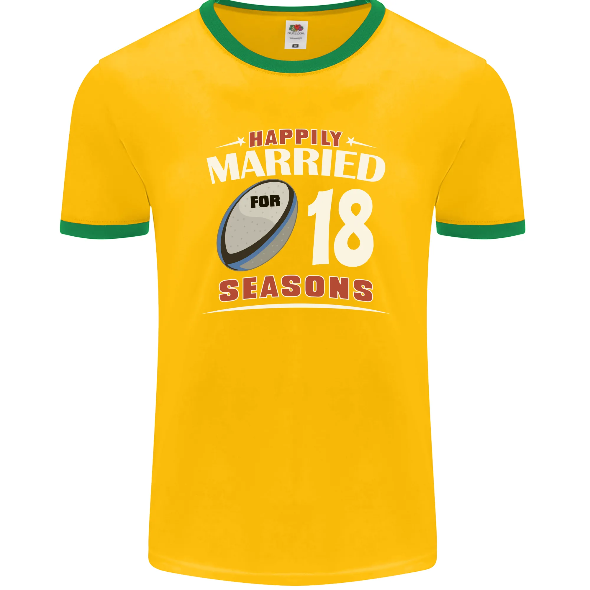 18 Year Wedding Anniversary 18th Rugby Mens Ringer T-Shirt FotL