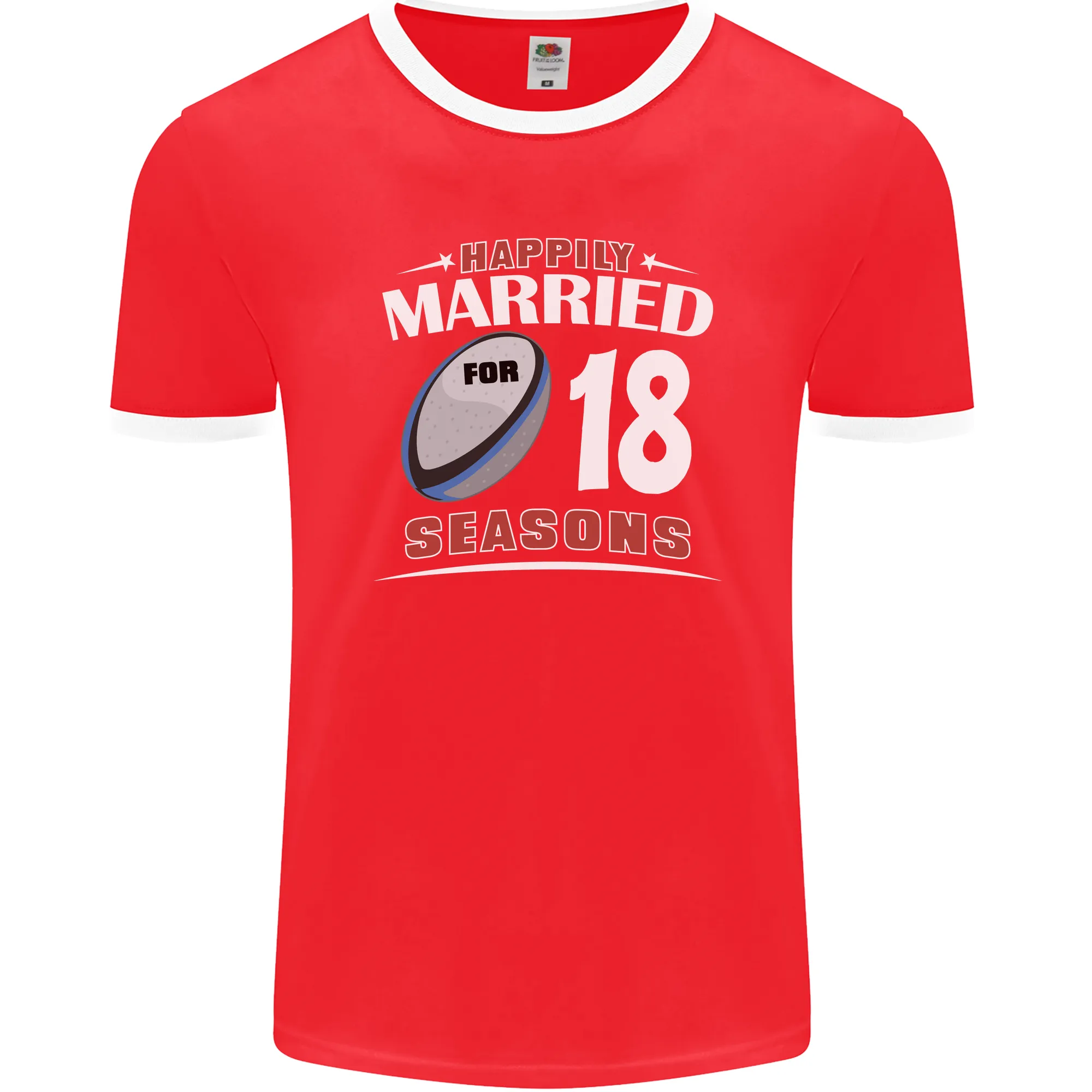 18 Year Wedding Anniversary 18th Rugby Mens Ringer T-Shirt FotL