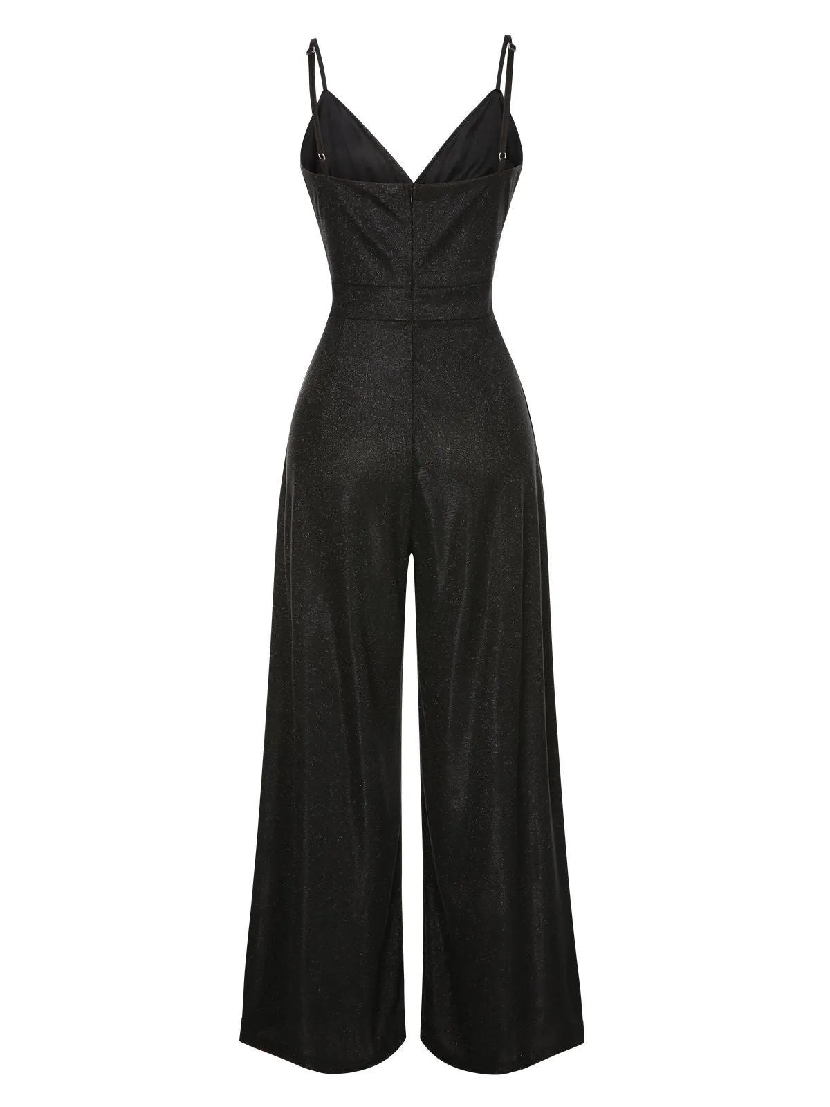 1950s Spaghetti Strap Deep V-Neck Jumpsuit