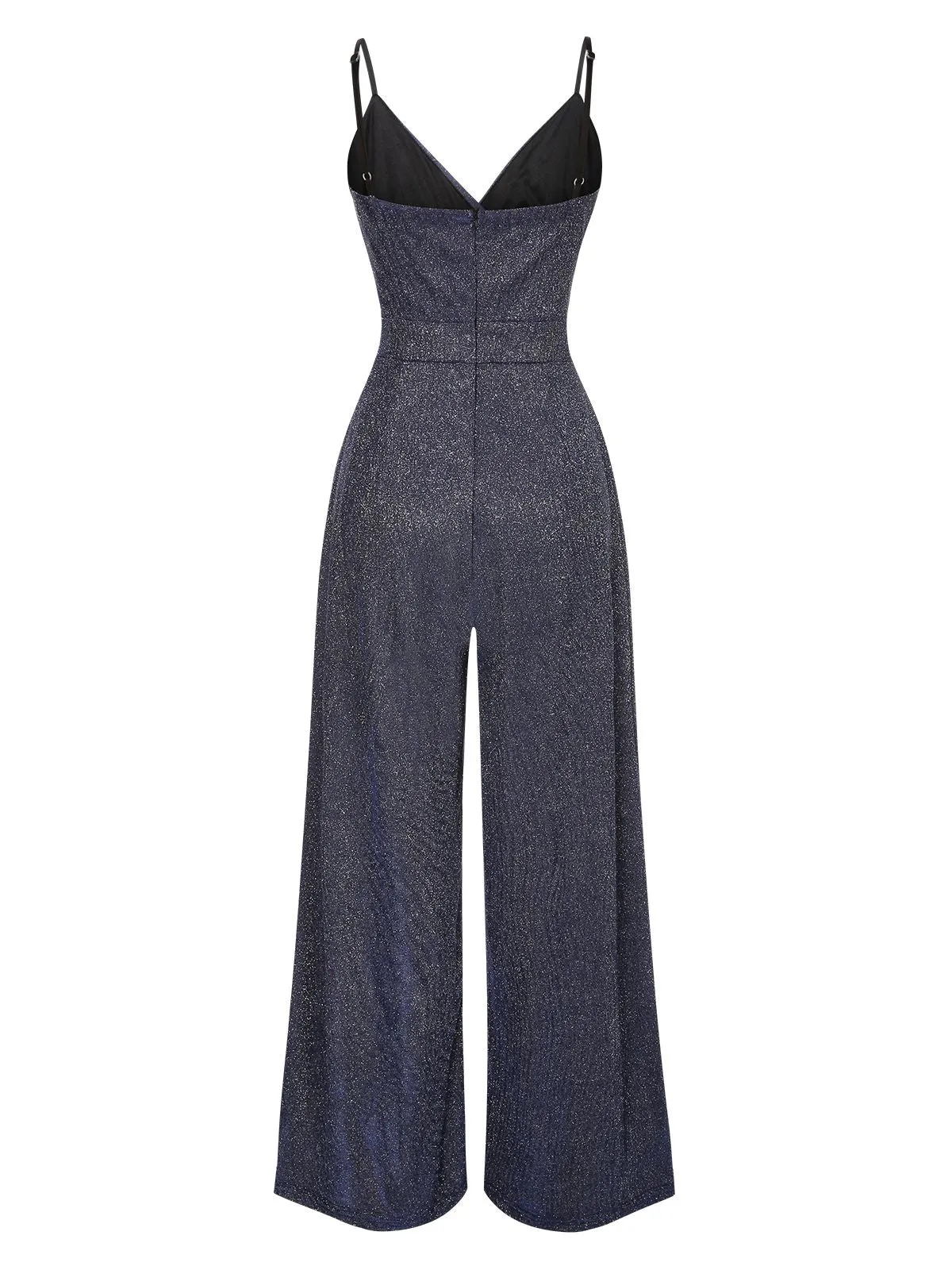 1950s Spaghetti Strap Deep V-Neck Jumpsuit