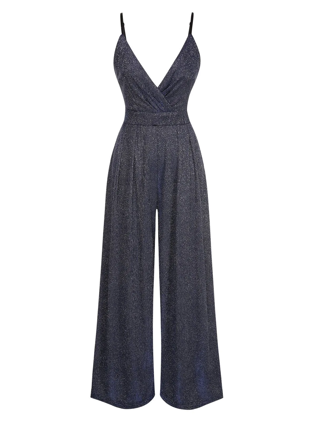 1950s Spaghetti Strap Deep V-Neck Jumpsuit