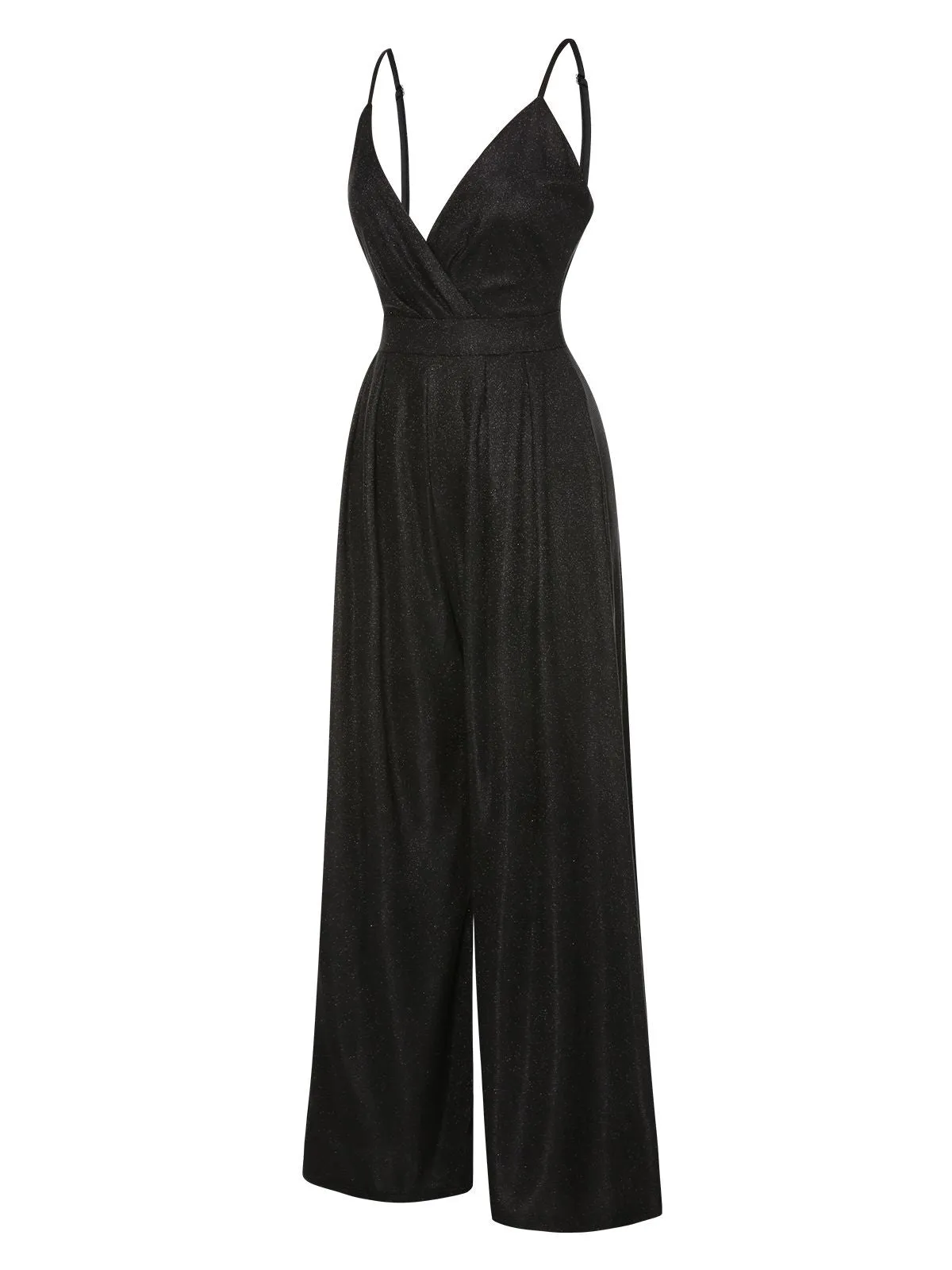 1950s Spaghetti Strap Deep V-Neck Jumpsuit