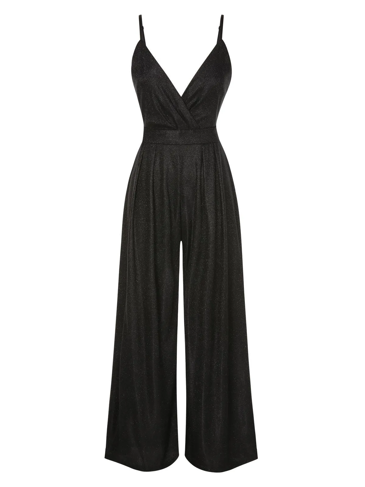 1950s Spaghetti Strap Deep V-Neck Jumpsuit