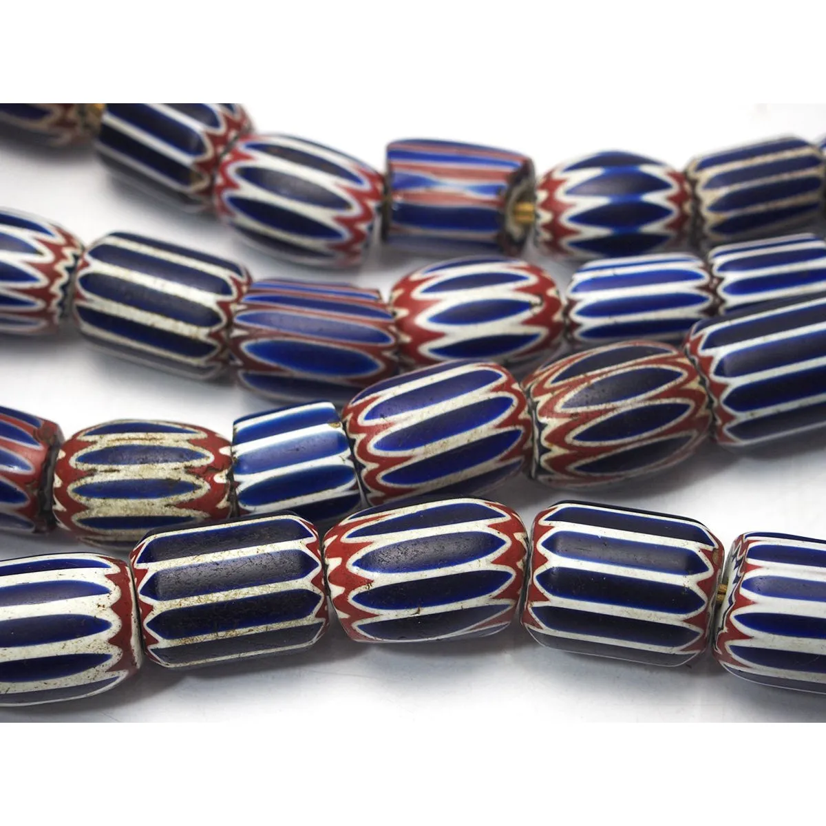 19th Century Six Layer Venetian Chevron Beads Necklaces