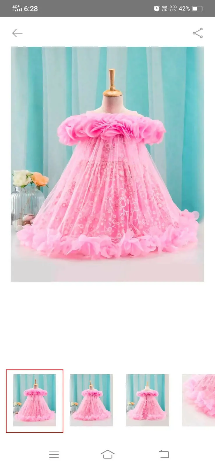 1st Birthday BLUE BELL Floor Length Pink Colour Frock