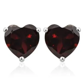 2.00 CT GARNET 10KT SOLID GOLD HEART SHAPE EARRINGS STUD