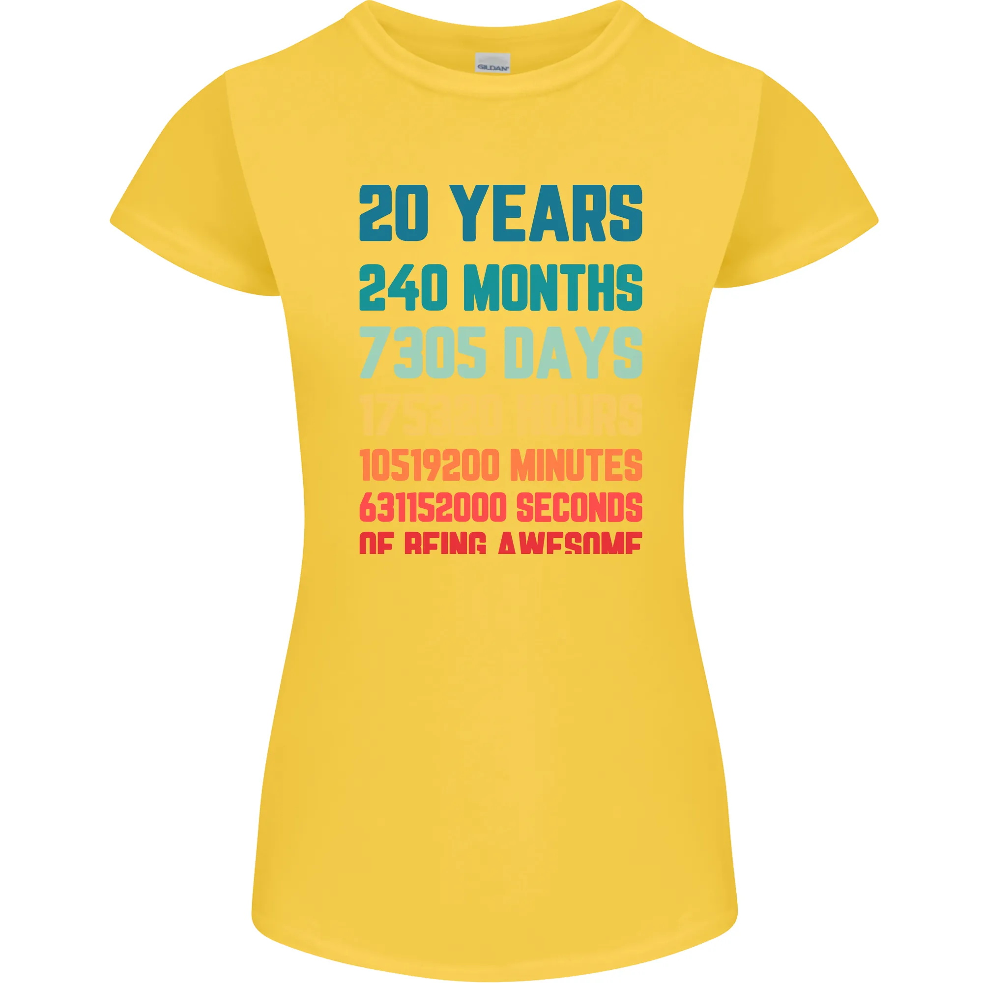 20th Birthday 20 Year Old Womens Petite Cut T-Shirt