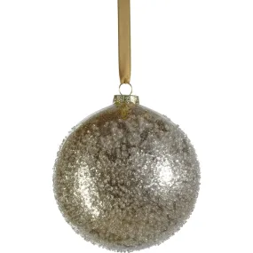 4.75" Sugar Bead Glass Holiday Ball Ornaments, Set of 4