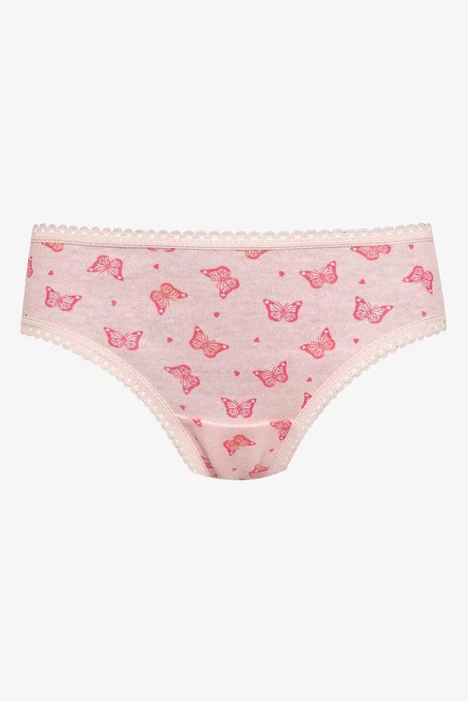 7 Pack Butterfly Bikini Panties Pink