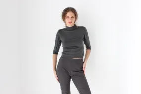 90s Wool Blend Minimal Knit Sweater Crop Top