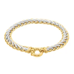 9ct Two Tone Gold 19cm Fancy Bolt Ring Hollow Bracelet