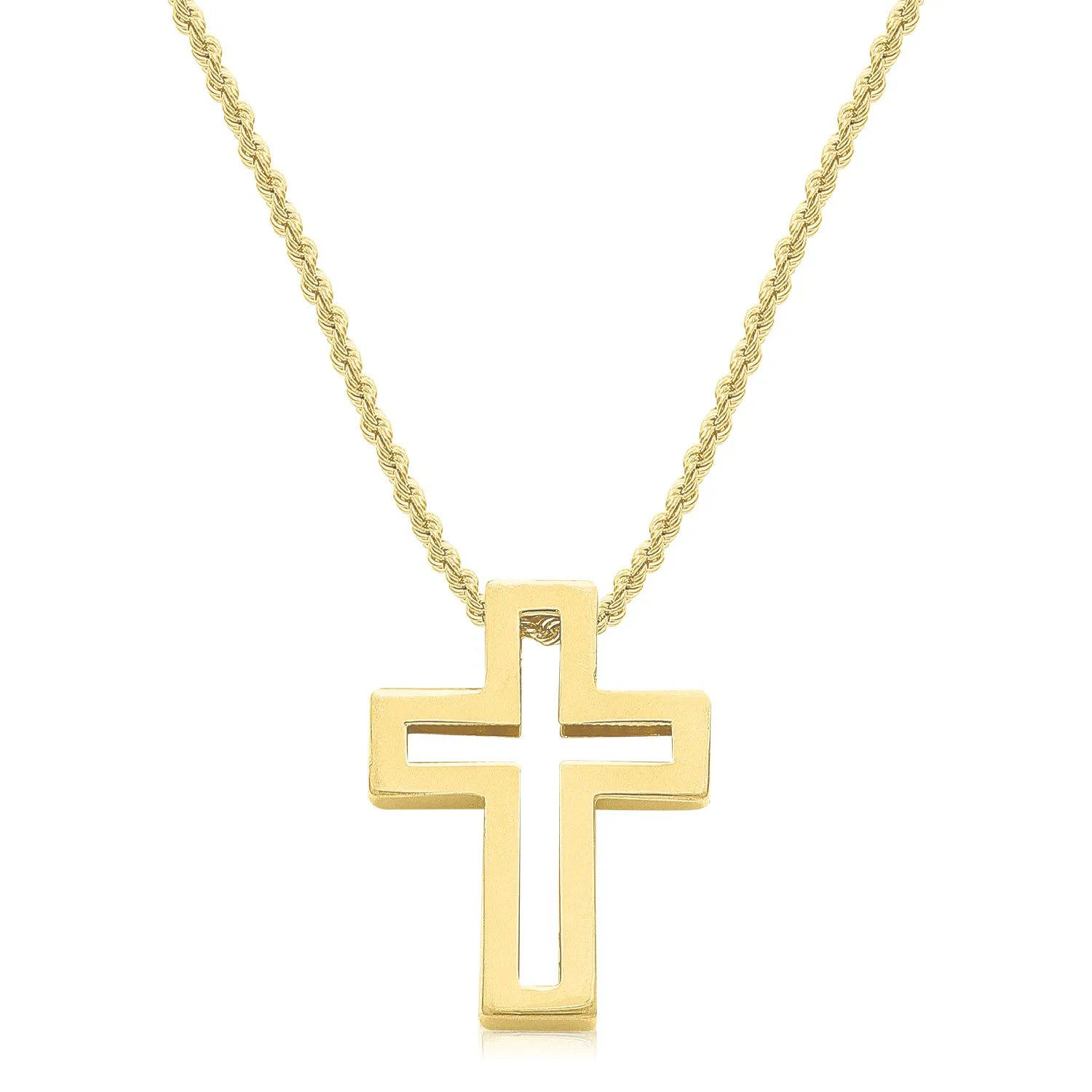 9ct Yellow Gold 45cm Geometric Cross Necklaces