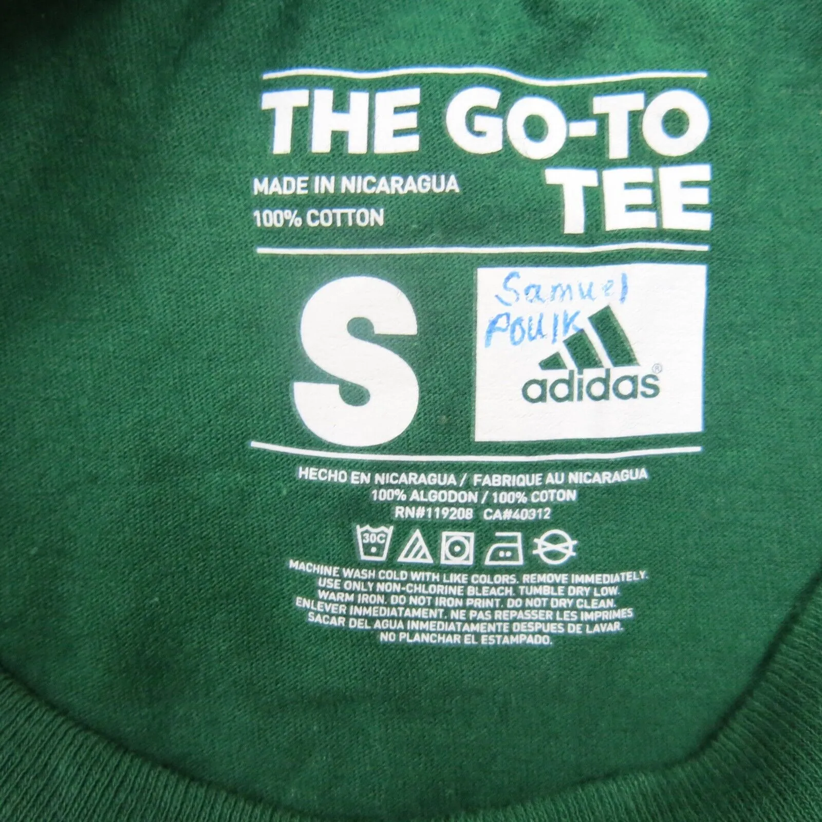 Adidas Mens Sportwear Logo Graphics T Shirt Short Sleeve Round Neck Green Size S