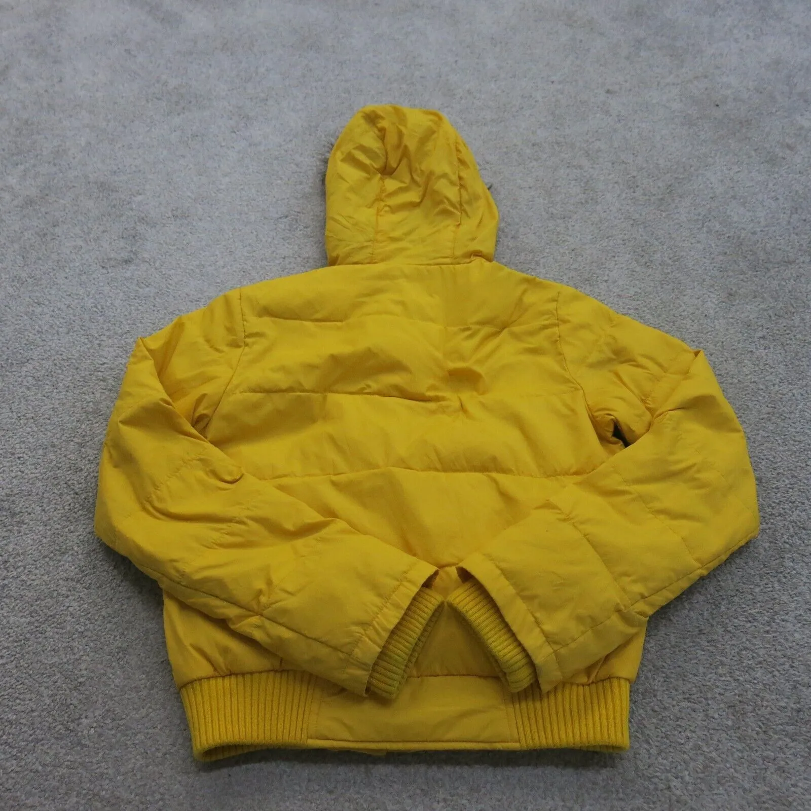 American Eagle Jacket Womens X Small Yellow Outdoors Puffer Coat Faux Fur Hooded