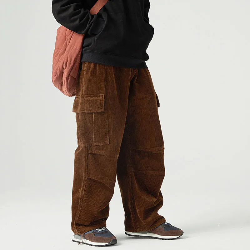 American Retro Loose Cotton Corduroy Trousers