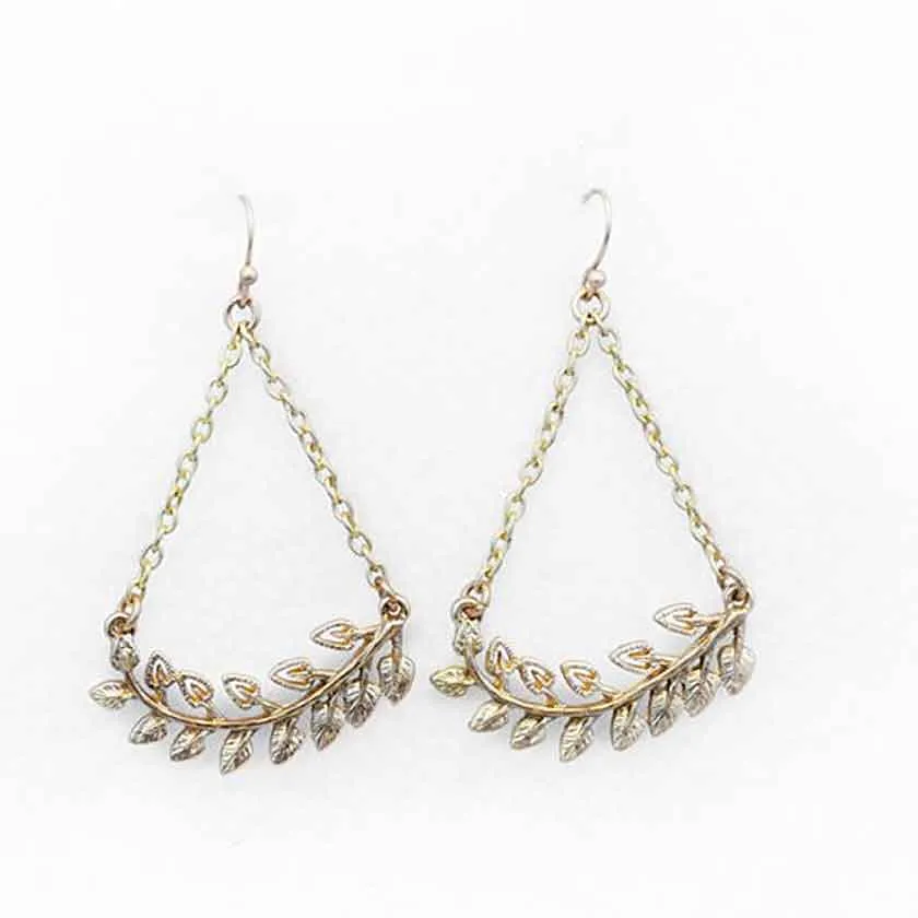 Antique Gold Chain Branch Earrings