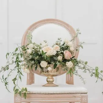 Antique Gold Footed Bowl Wedding Centrepiece