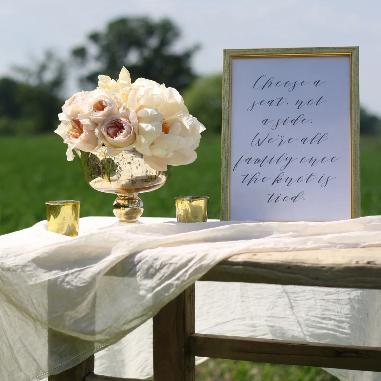 Antique Gold Footed Bowl Wedding Centrepiece