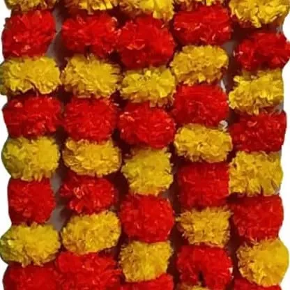 Artificial Flowers Toran, Garland, and Latkan for Home Decorations,Diwali Pooja,Durga Pooja, Birthday and Marriage, Party Decoration (Pack of 15 Strings, Size 5 Feet String)