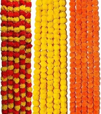 Artificial Flowers Toran, Garland, and Latkan for Home Decorations,Diwali Pooja,Durga Pooja, Birthday and Marriage, Party Decoration (Pack of 15 Strings, Size 5 Feet String)