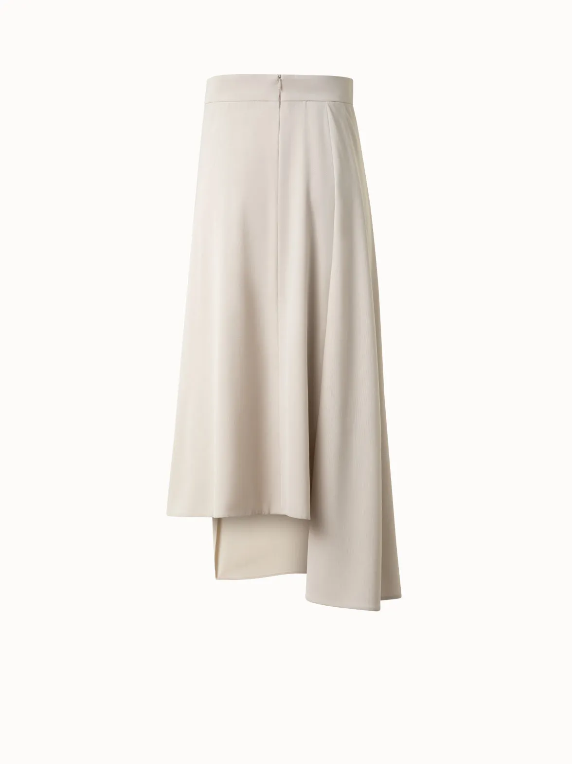 Asymmetrical Midi Skirt in Wool Gabardine