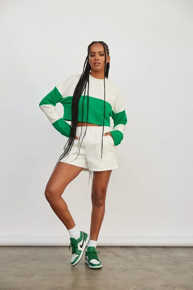 ATOIR SPORTS CLUB Womens Team Player Crop Jumper - White & Kelly Green