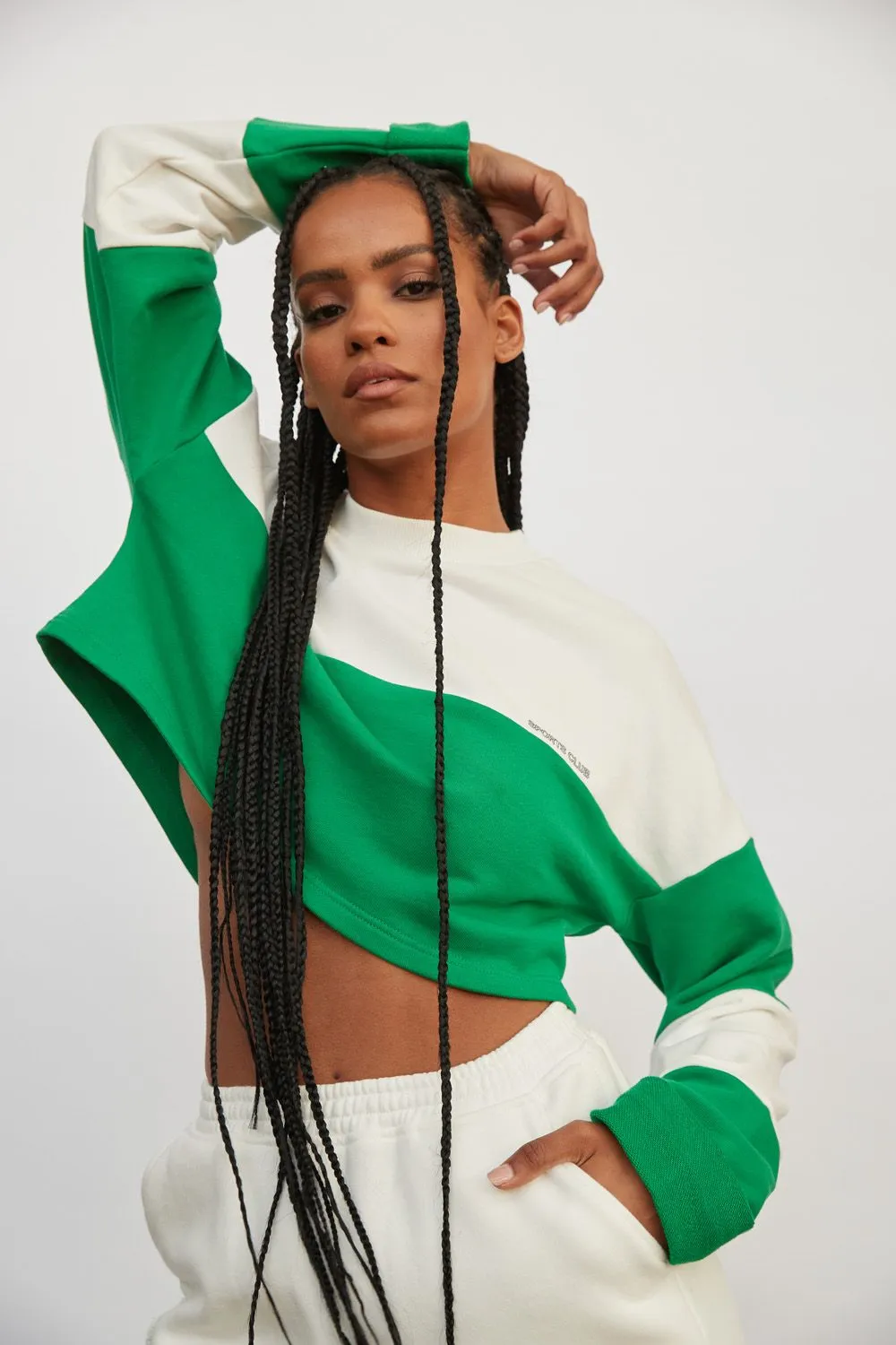 ATOIR SPORTS CLUB Womens Team Player Crop Jumper - White & Kelly Green