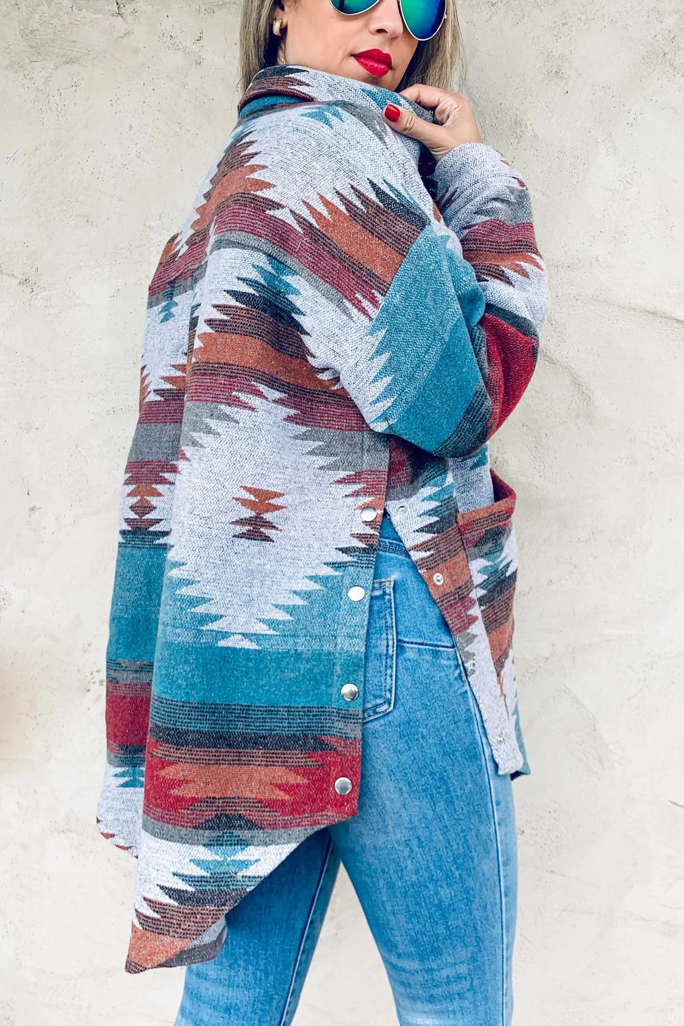 Aztec Printed Shirt Jacket