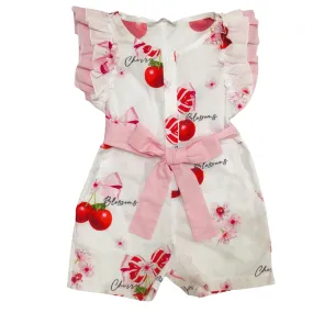 BALLOON CHIC - Cherry Playsuit - White