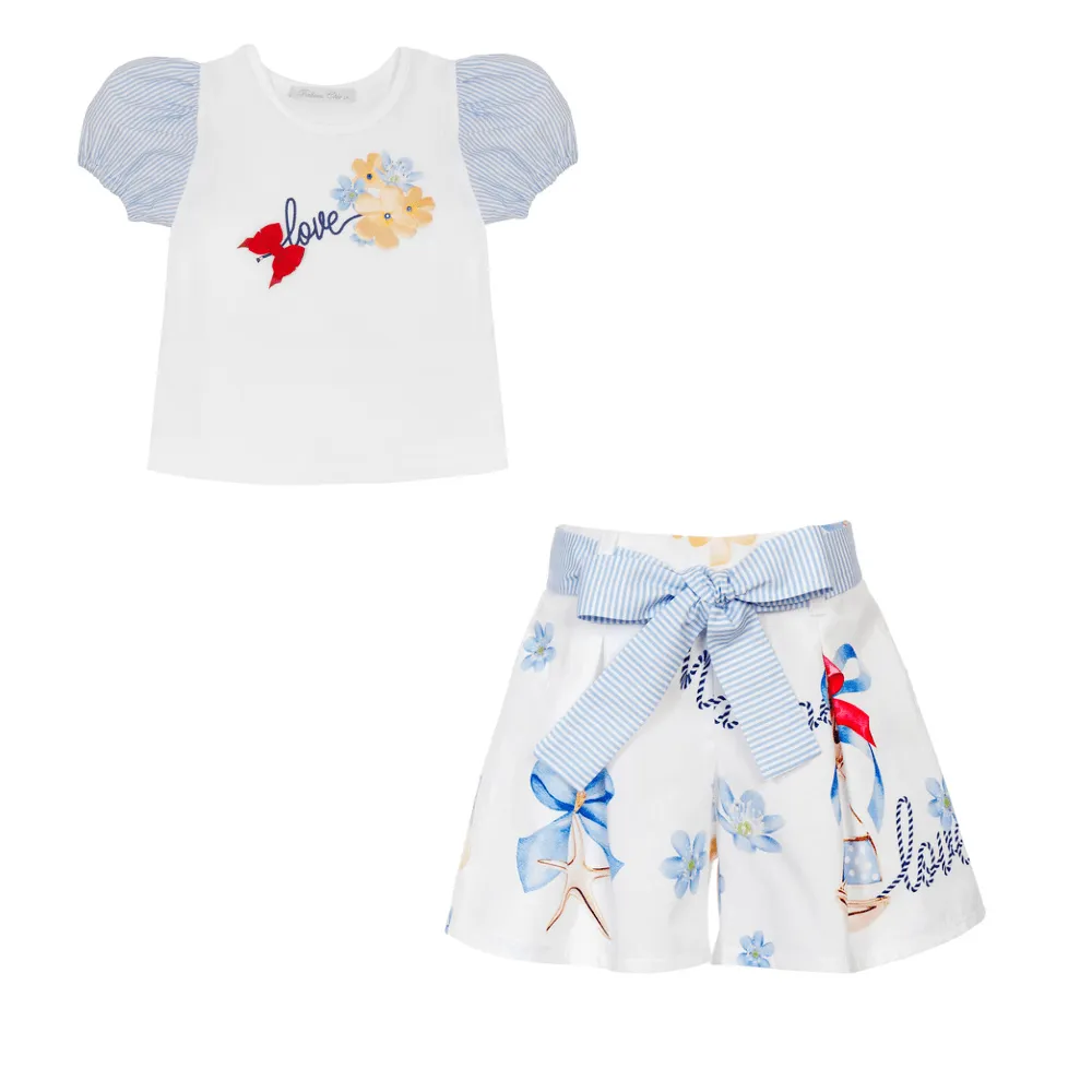 BALLOON CHIC - Nautical Short Set - White