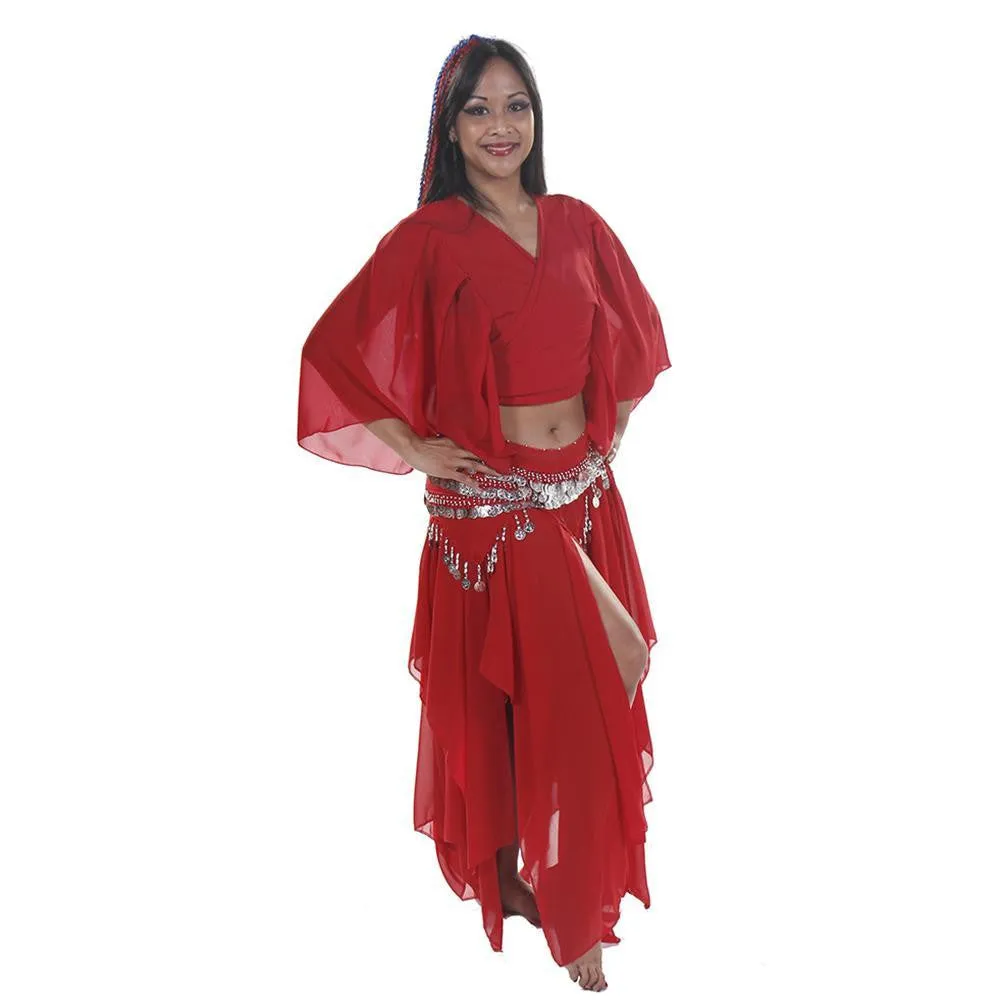 Belly Dance Skirt, Top, Veil, & Hip Scarf Costume Set | SERENITY SERENADE