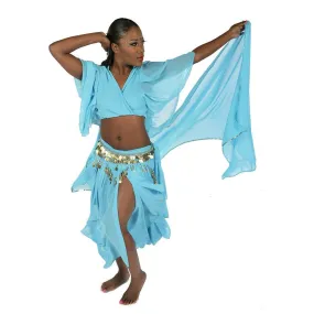 Belly Dance Skirt, Top, Veil, & Hip Scarf Costume Set | SERENITY SERENADE