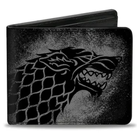 Bi-Fold Wallet - Game of Thrones House Stark Sigil   WINTER IS COMING STARK Black/Red