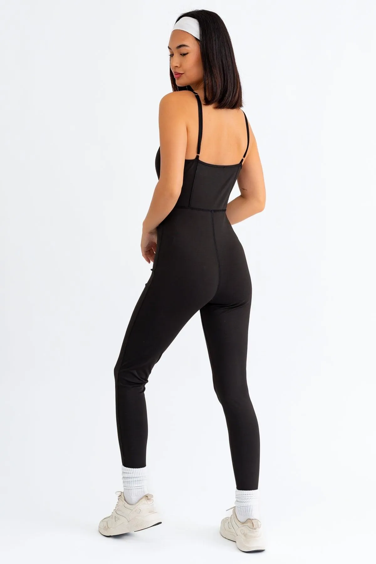 Black Adjustable Strap Bodycone Jumpsuit