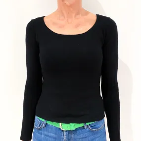 Black Cashmere Wide Crew Neck Jumper Small Petite