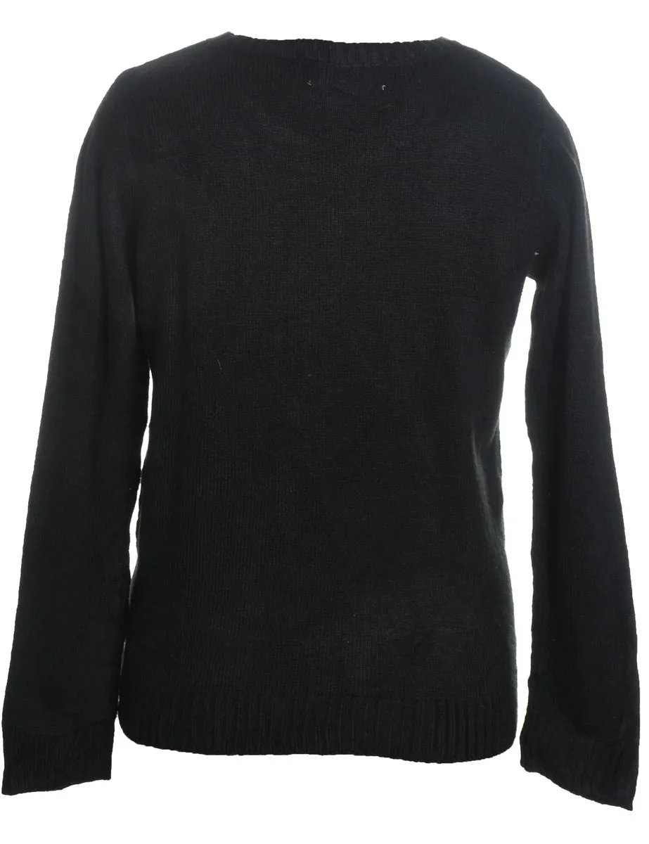 Black Knit Christmas Jumper - L