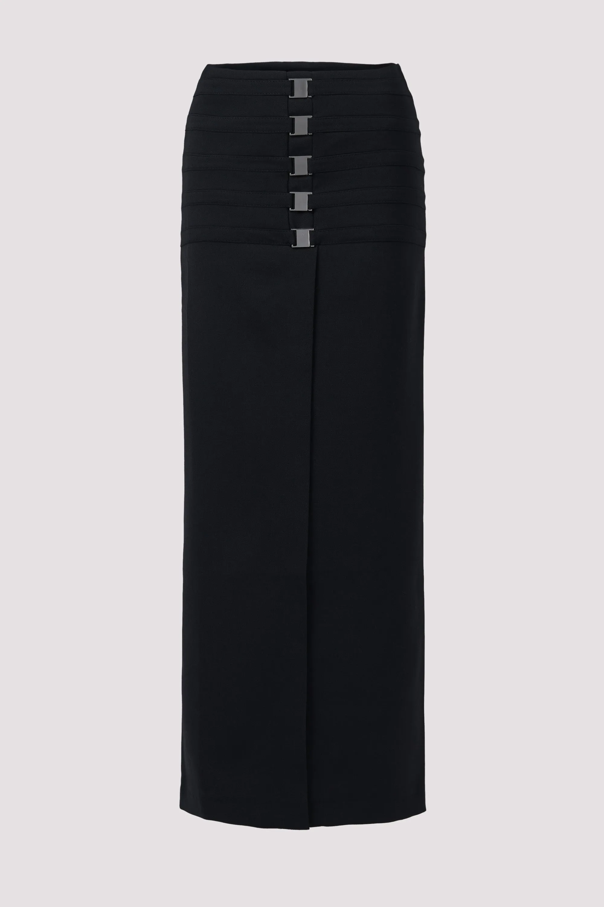 Black Multi Buckle Maxi Skirt