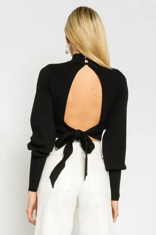 Black Open Back Sweater