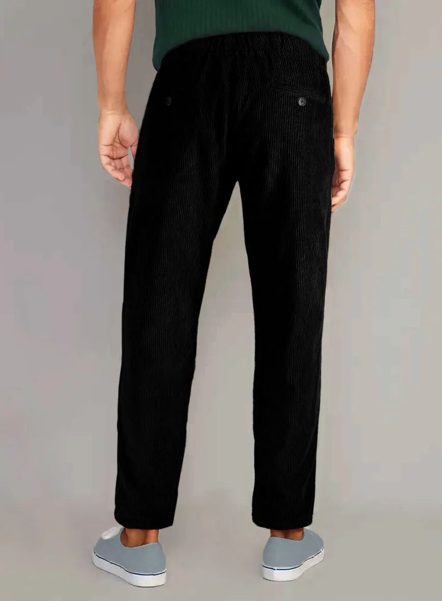 Black Stretch Pin Corduroy Easy Pants